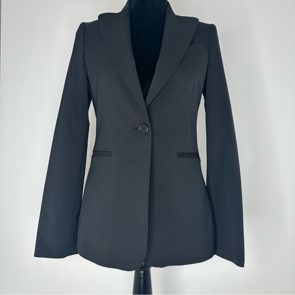 BCBGMaxAzria Black Single Breast Chic Button Blazer